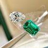 Huitan Luxury Trendy Green/White CZ Opening Rings for Women Temperament Female Finger Accessories Anniversary Party Zircon New