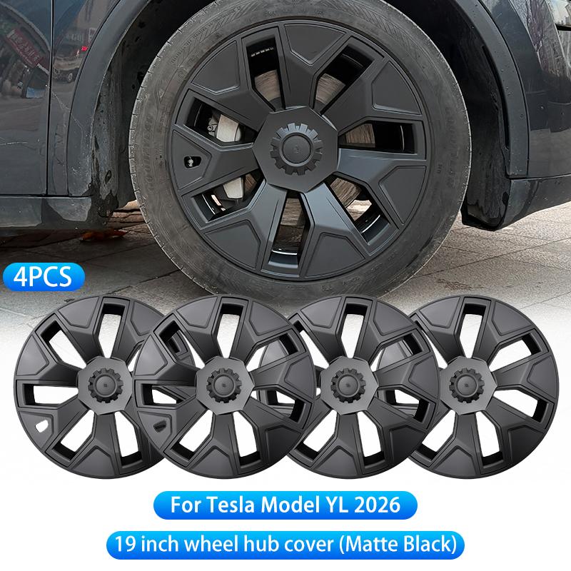 

For Tesla Model YL 2026 4PCS 19 Inch Hub Cap Performance Replacement Wheel Hubcap Right&Left Wheel Cap Full Rim Cover Accessorie For Tesla&Model YL 2026&19 inch матовый черный
