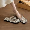 Flip-flops women's summer new retro rhinestones comfortable temperament flat bottom mop with skirt beach mop