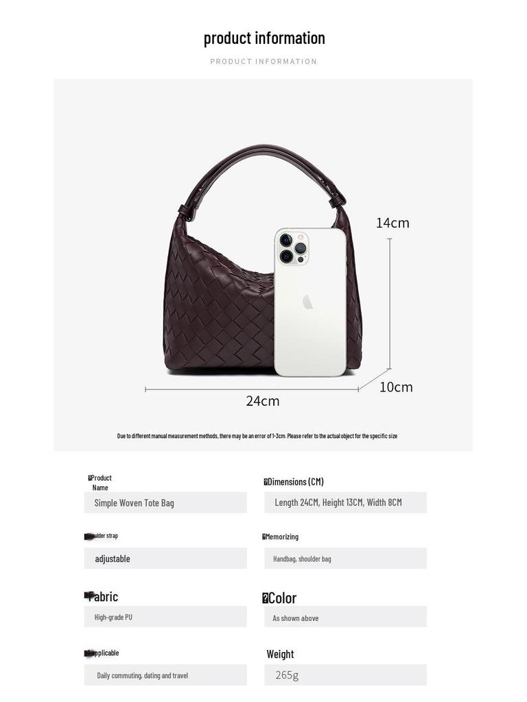 2024 New High-End Woven Handbag: Autumn/Winter Women's Bento Lunch Box Underarm Bag