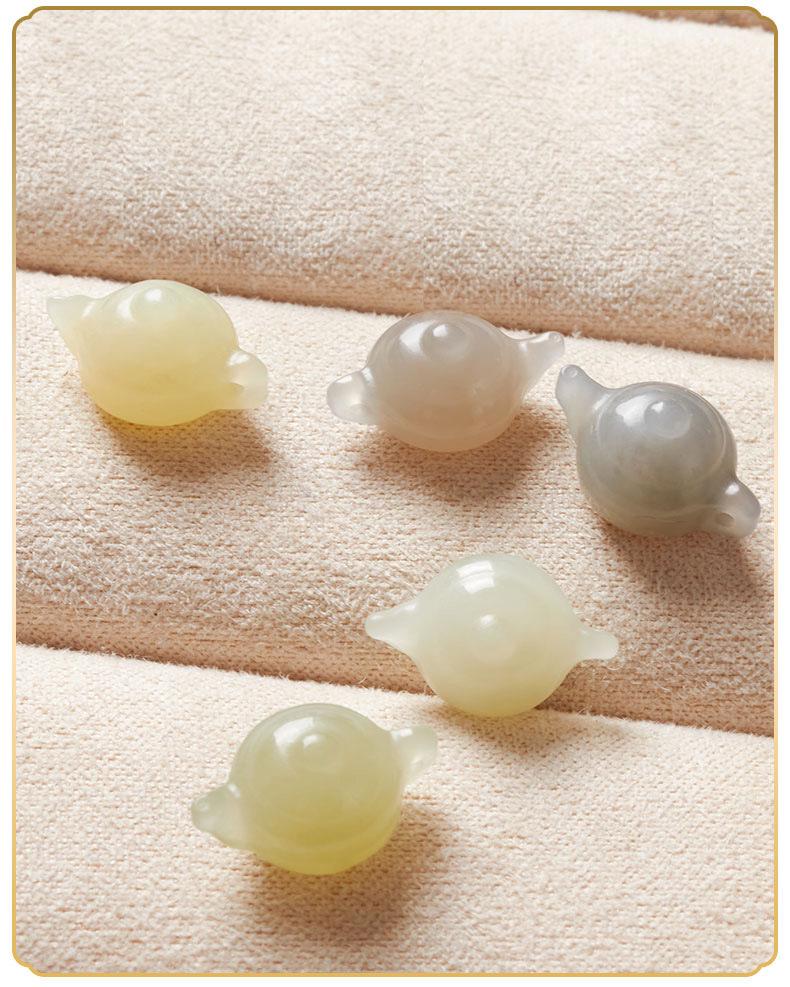 Hetian Jade Mahjong Pot Pendant for DIY Bracelet Beading