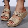 Retro Flower Decor Wedge Sandals Women Summer Thick Sole Platform Sandals Woman 43 Light Non-slip Beach Slippers