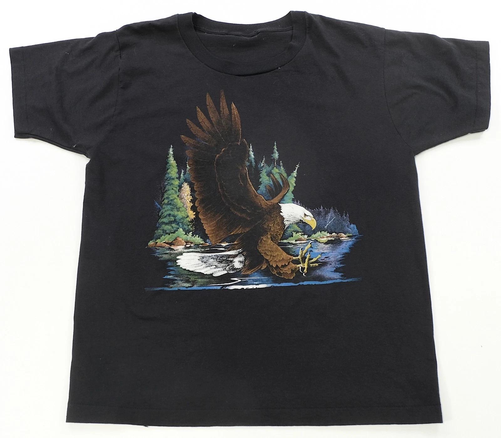 Rare Vintage Bald Eagle Nature Wildlife Graphic T Shirt 80s 90s Outdoors Black S