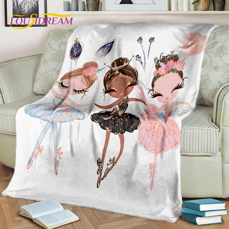 Snová baletka, balerína, víla, labuť, jednorožec, kreslená deka, měkká přehozová deka pro domov, ložnici, postel, pohovku, piknik, cestování, pro děti