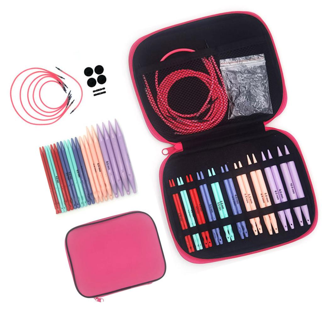 10Pairs Interchangeable Circular Knitting Needle Set 3.75mm-10mm ABS Circular Knitting Needle Set with Leather Case