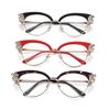 Fashion Style Luxury Design Diamond-studded Anti-blue Glasses Women's Vintage Style Cat Eye Eyeglasses Glasses Frame Trend Personality Flat Mirror