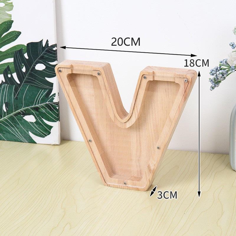 Alphabet Wooden & Acrylic Piggy Bank for Kids - Transparent Animal Design