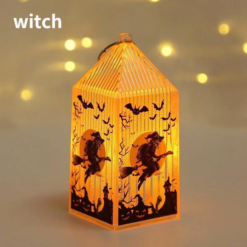 Halloween Pumpkin Castle Decorative Lamp Simulated Flame LED Wind Light Small Hand Lantern for Holiday Bar Halloween Decoration