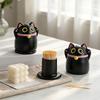 Black Fortune Cat Toothpick Holder Large Capacity Dust-Proof Covered Toothpick Storage Box Kitchen Toothpick Dispenser Container with Lid