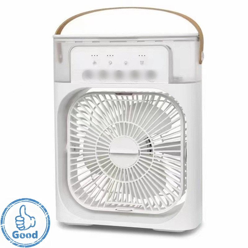 USB Mini Desktop Humidifying Spray Fan with Light - Compact Tabletop Design Small [Standard Quality]