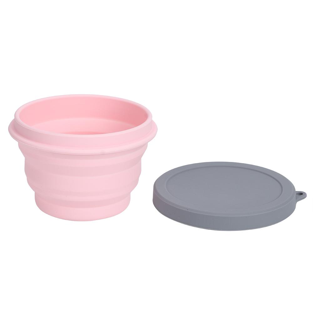1L Portable Collapsible Silicone Bowl with Lid Food Storage Containers for Outdoor Camping Travel HikingPink