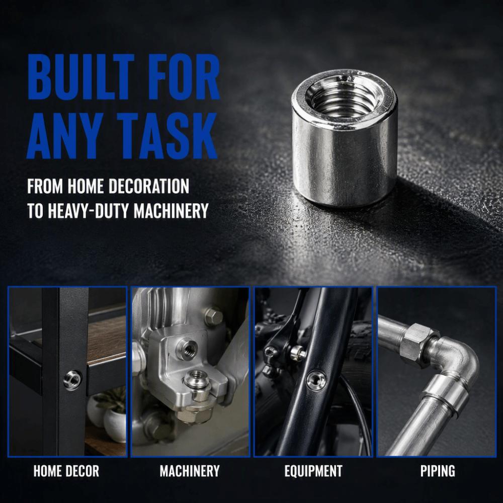 20pcs Female Fully Threaded Round Coupling Nuts Fasteners Connector Nut Fastener  For Threaded Rod