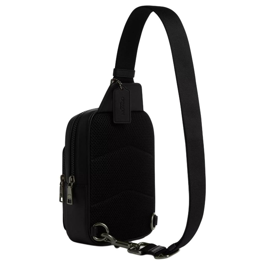 Coach Racer 13 Logo Zip Closure Coated Canvas And Smooth Calfskin Mini Shoulder Crossbody Bag Men Shoulder Bags Charcoal CV763-QBMI5