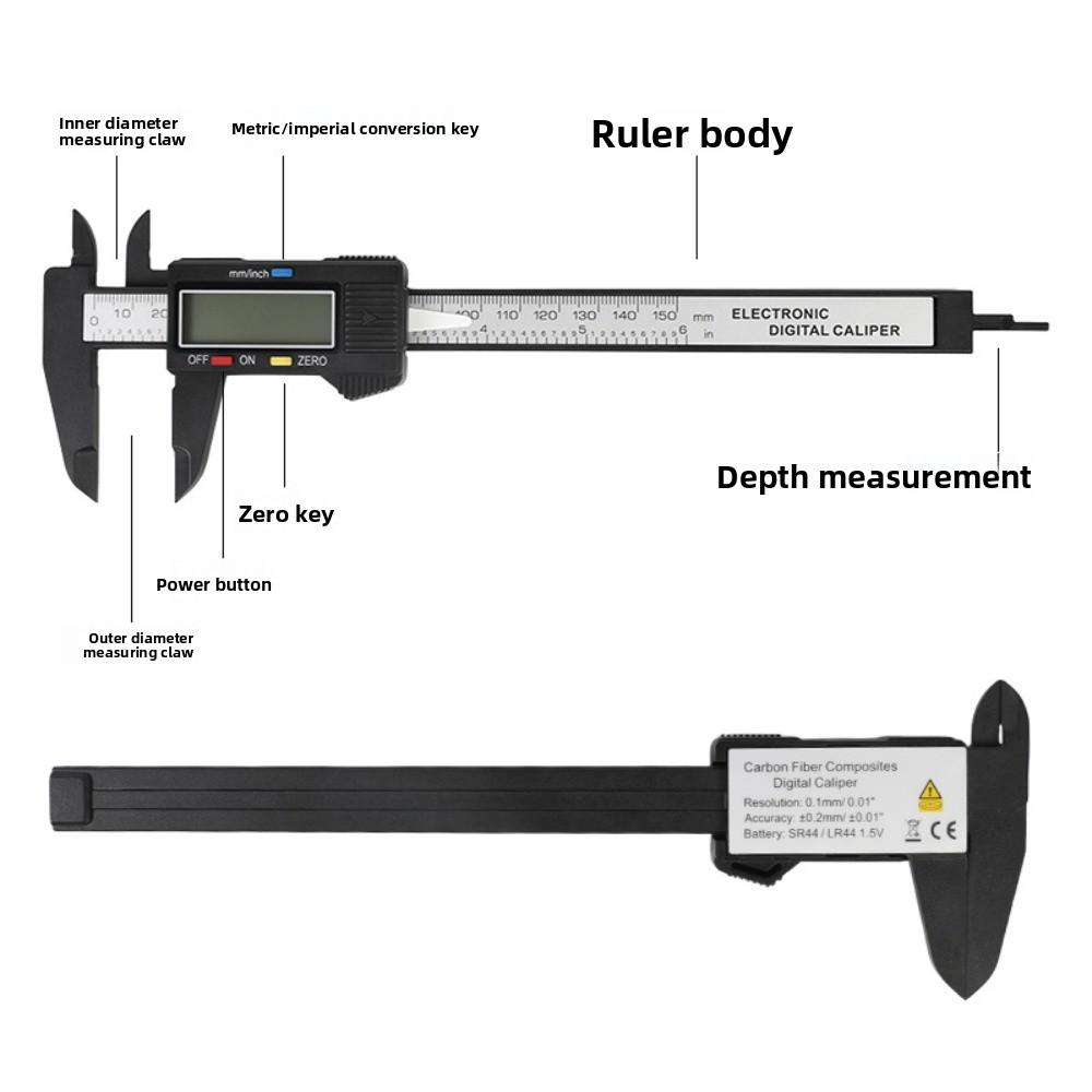 150mm Digital Display Calipers LCD Measuring Tools Depth Ruler  for Mechanical Component Measure