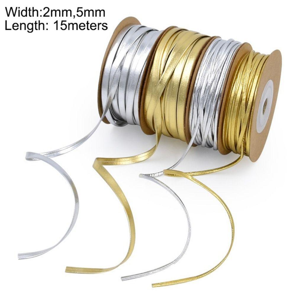 Craft Gold Silver Leather Ribbon Matte Flat PU Rope Beading String Ribbon Home Party