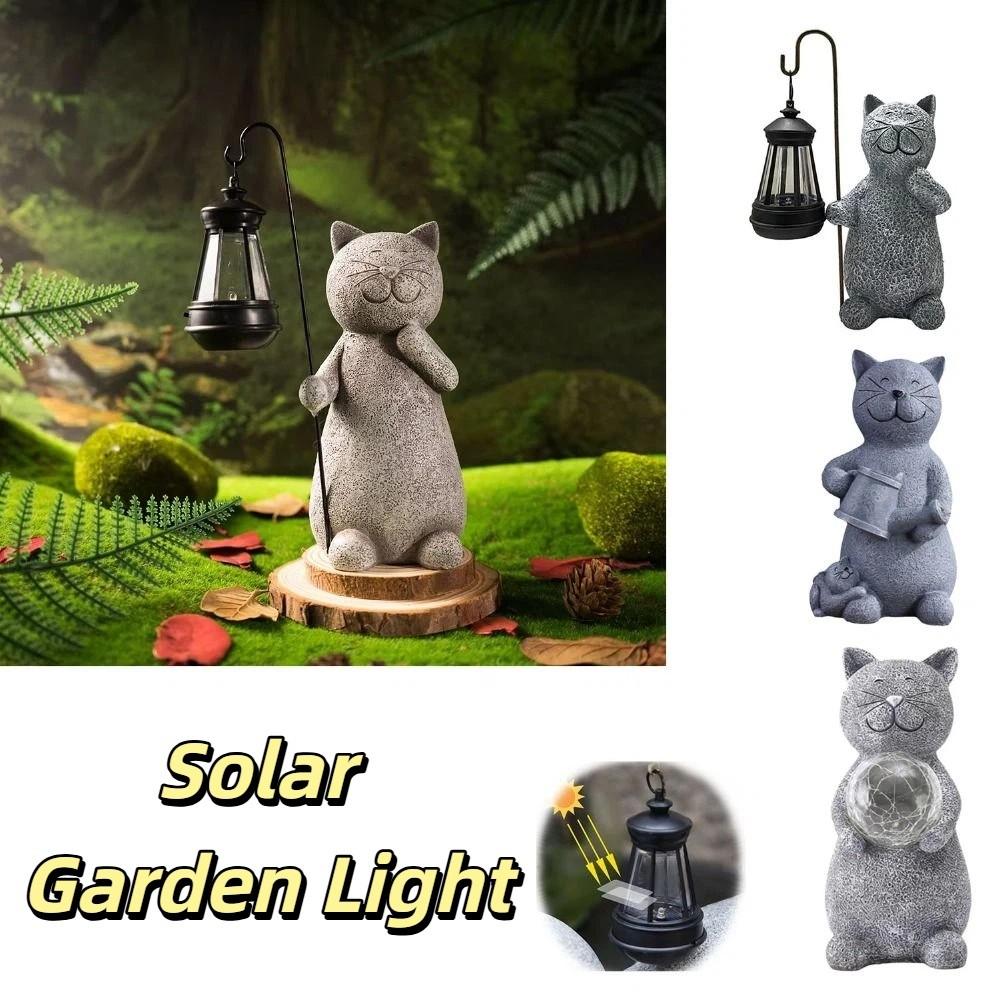 Auto On/Off Solar Lantern UV Resistant LED Lamp Garden Ornament Garden Cat Figurine  Villa Lawn