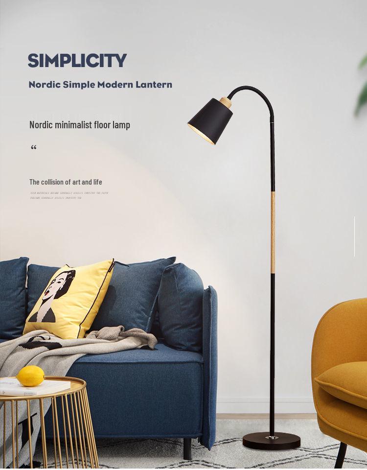 Nordic LED Floor Lamp with Remote Control - Dimmable, Modern Design for Living Room, Bedroom, or Study