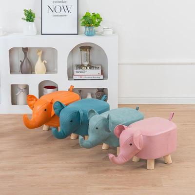 Solid Wood Elephant Cartoon Stool - Fashionable Small Stool for Living Room & More, Custom Logo Available