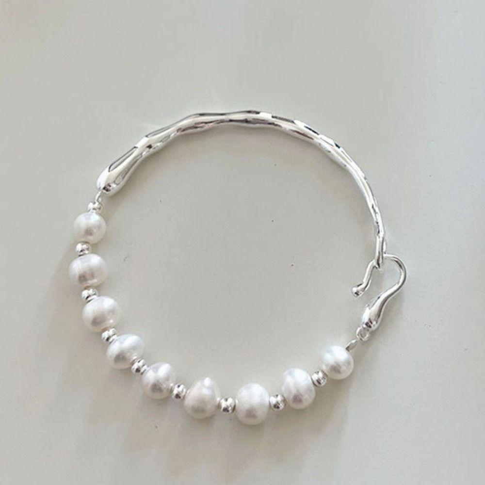 Baroque Girl Gift Irregular Liquid Metal Pearls Bracelet Korean Style Jewelry Copper Women Bracelet