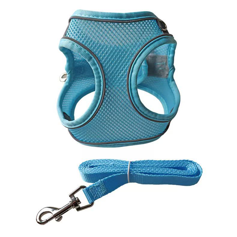 Reflective Mesh Pet Vest Harness & Retractable Leash Set for Dogs & Cats