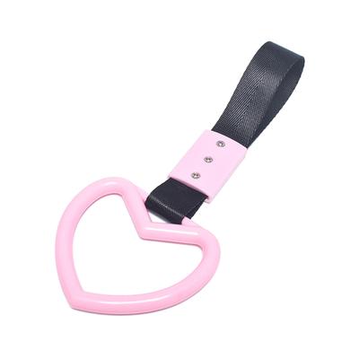 Cinghia Maniglia Auto a Forma di Cuore in Plastica Robusta Universale Decorativa Anello di Avvertimento Paraurti Posteriore Rosa