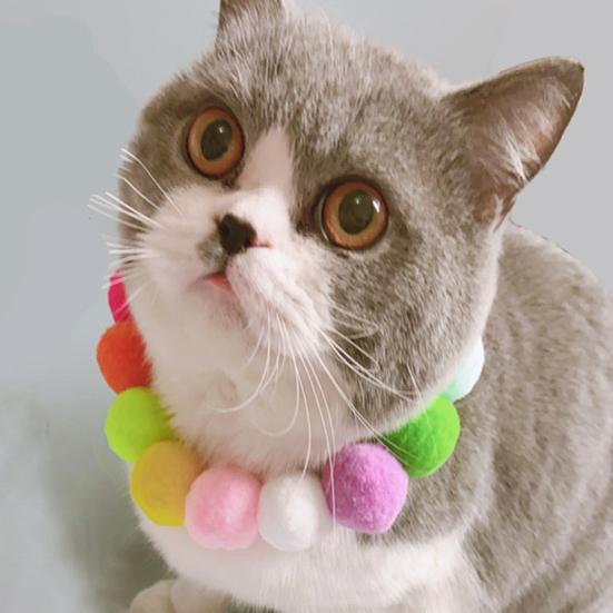 Cat Colorful Plush Balls Collar Dog Neck Ring Strap Pet Photography Accessories