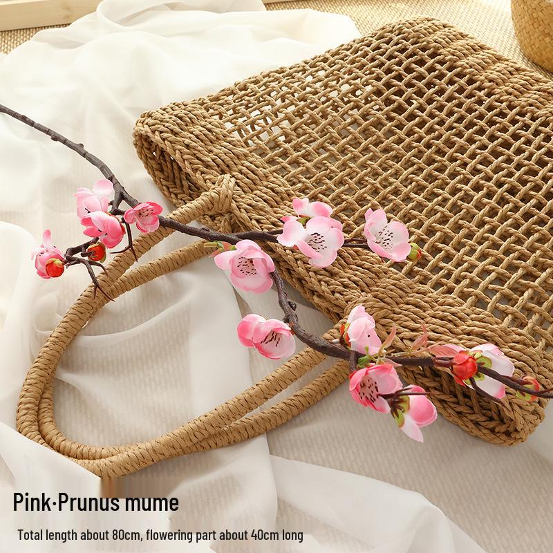 Artificial Plum & Peach Blossom Bonsai: Dried Flower Arrangement for Indoor Decoration