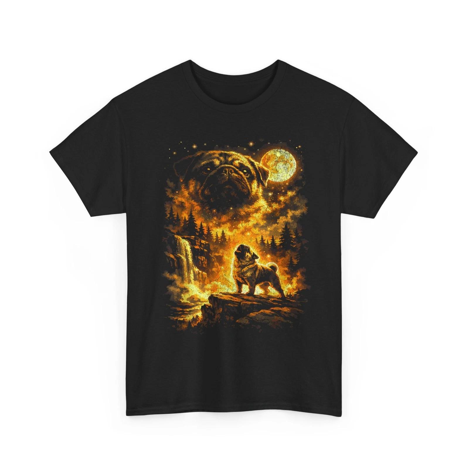 Pug Howling at Moon Shirt, Pug Howling at Moon Art Funny Shirt 3XL