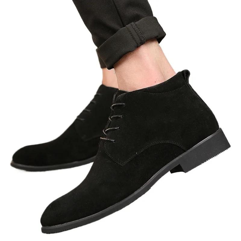 Genuine Leather Men's Boots   British Style Men Leather Shoes Comfortable Wear-resistant Male Casual Boots Botas Para Hombre