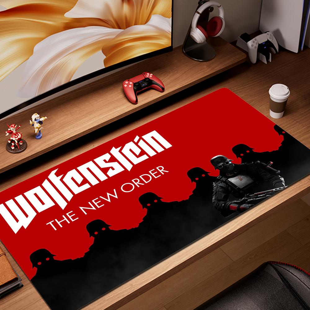 HYBXAXC Mouse Pad Wolfenstein Mousepad Large Keyboard Desk Mat Gaming Mouse Pad LockEdge Non-slip Mat Keyboard Mousepad 90x40