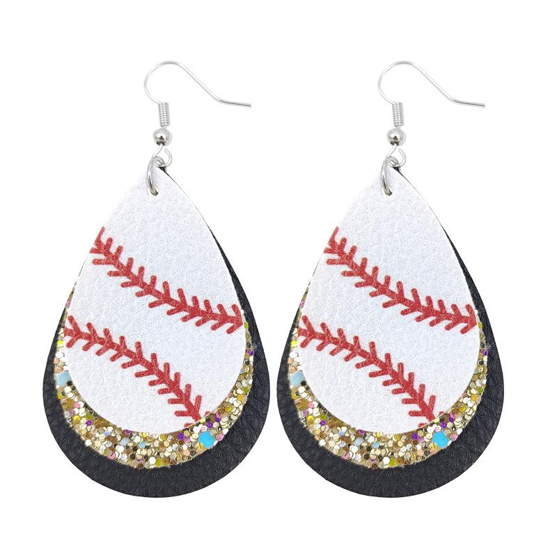 American Sports Baseball Leather Earrings