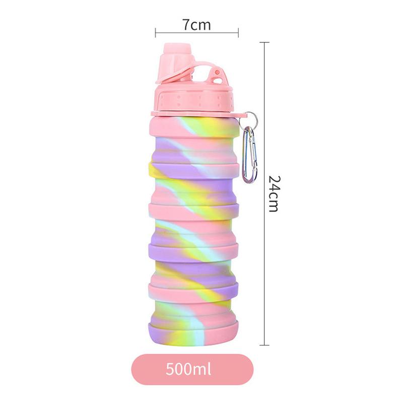 

1 шт. силиконовый выдвижной чайник складной стакан для воды спортивный на открытом воздухе портативный чайник цветная чашка с карабином с ручкой
