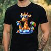 T-Shirt Herren Giraffe im Pool Motiv Baumwolle Größe XS bis 5XL