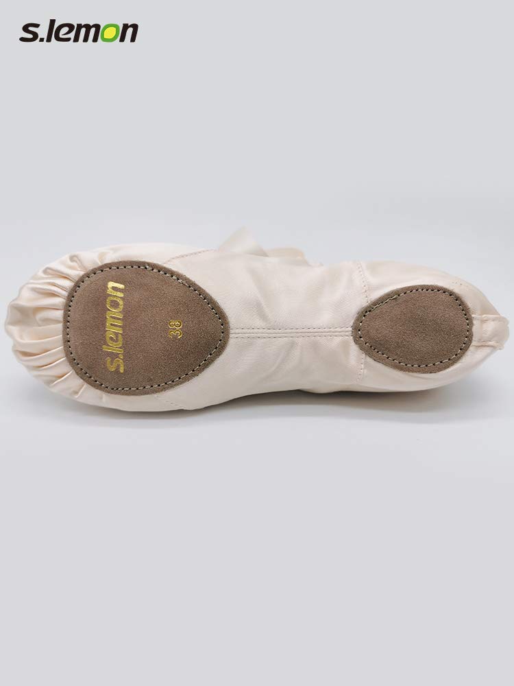 [s.lemon] Scarpette da Ballo in Raso con Nastro Scarpe da Ballo Balletto Suola Divisa