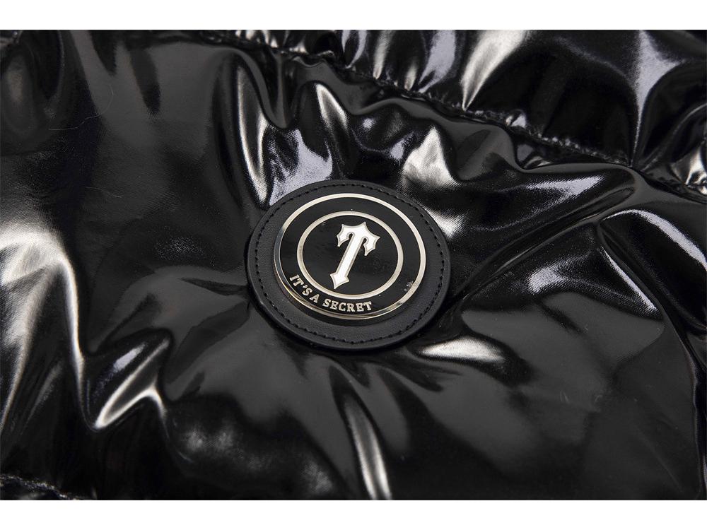 Trapstar Glänzende Schwarze PU-Lederjacke mit Abnehmbarer Kapuze - Verdickte Baumwoll-Paar-Oberbekleidung Auf Lager