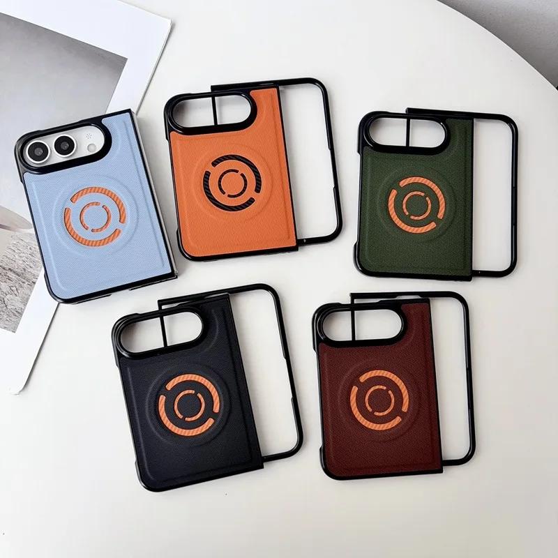 Fabric Leather Magnetic Phone Case for IPhone Duo 18 Fold 18Duo Ultra Anti-drop for Magsafe Wireless Charging Funda Back Cover