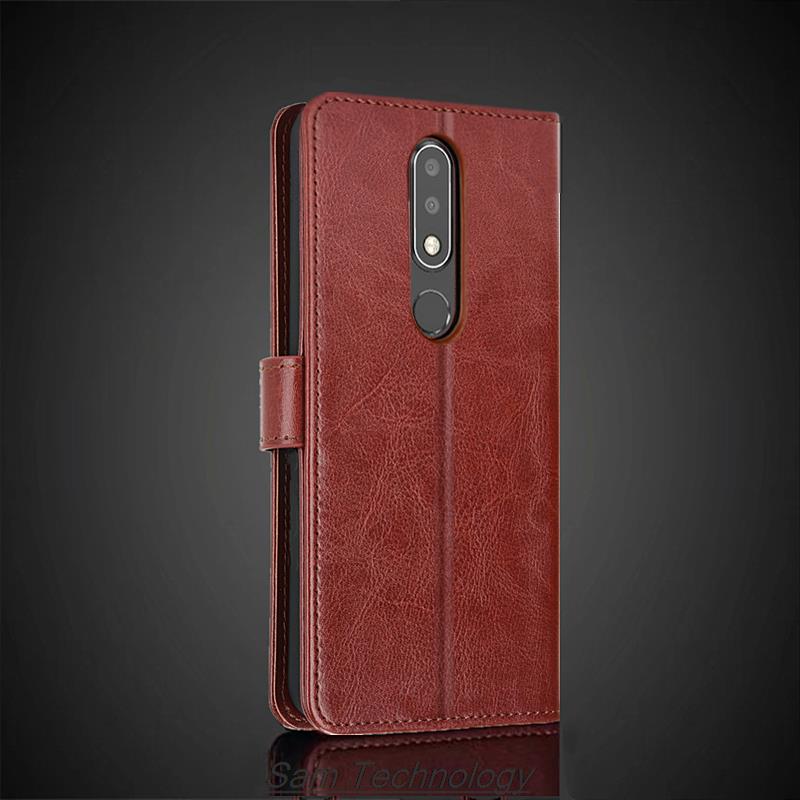 Kortholderdeksel Læretui for Nokia X6 6.1 plus Nokia 6 PU-lær Flip-deksel Retro Lommebok Telefondeksel Business Fundas Coque