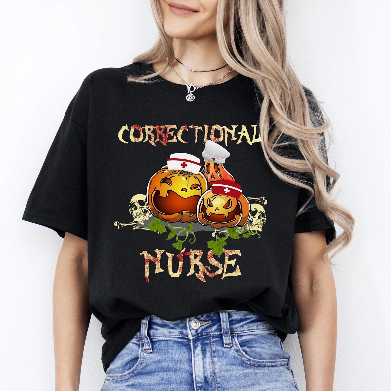 Correctional nurse Halloween Unisex T-Shirt Scary Spooky prison nurse tee Black 3XL