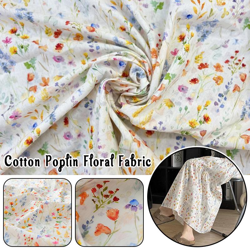 100x145cm Cotton Poplin Fabric Pastoral Style Fresh Floral Printed Fabric For DIY Sewing Doll Clothes Dress Pajamas Shirts