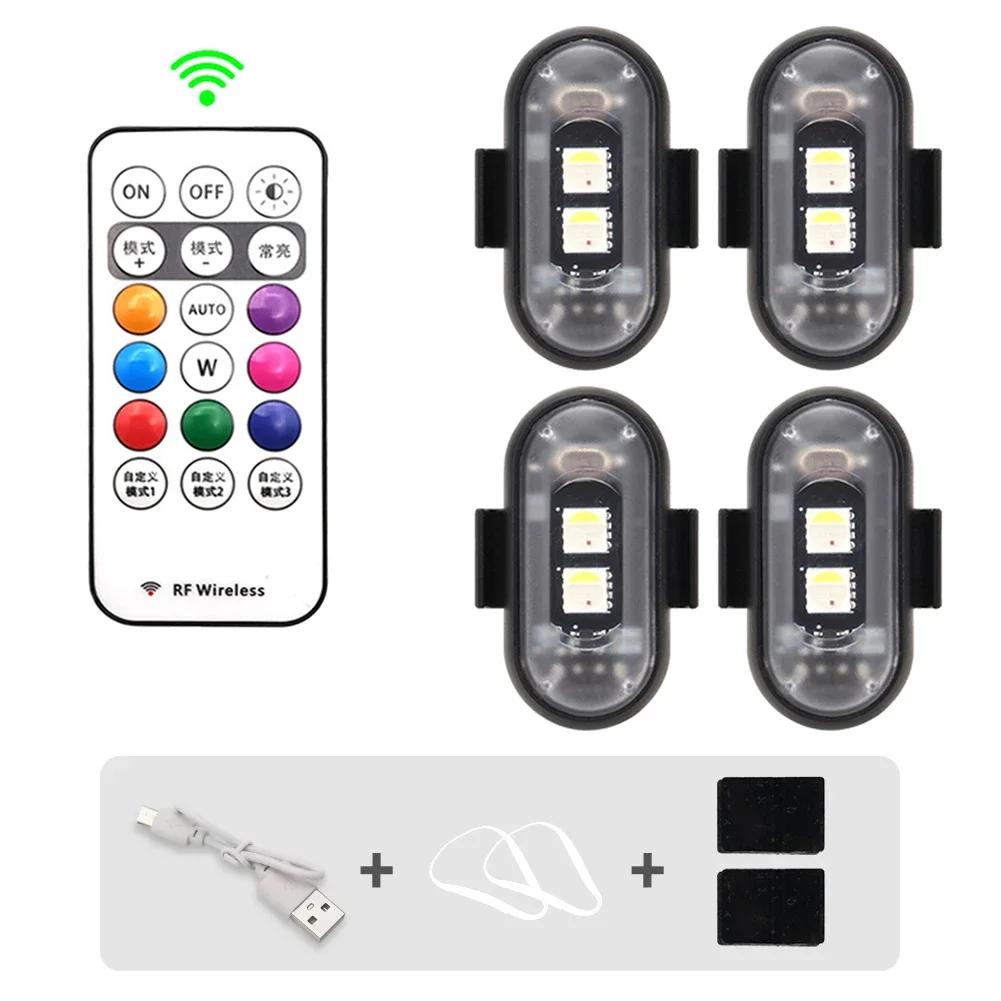 1-6PCS Wireless LED Drone Strobe Light for Motorcycle Car Bike Remote Control Warning Light Indicator Light USB Charging 8Colors