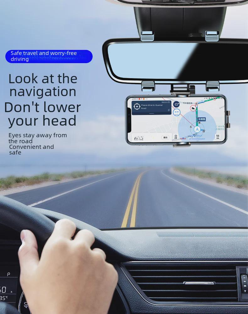 2025 Rearview Mirror Car Phone Holder with Navigation Support