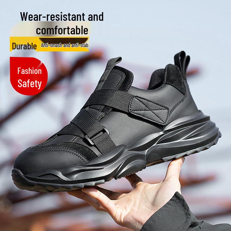 Men's Steel Toe Safety Shoes - Anti-Smash, Anti-Puncture, Velcro Closure, Soft Sole, Comfortable for Long Standing
