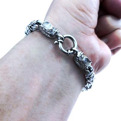 Men Womens Dragon Head  Double Link Chain Stainless Steel Bracelet Gift Jewellry