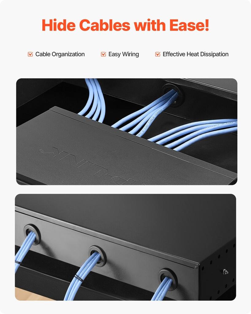 2U Rack Mount Drawer, 22.68 kg Max Load-Bearing, Lockable Server Cabinet Case, Sliding Drawer with Lock and Cable Management Holes, for Network
