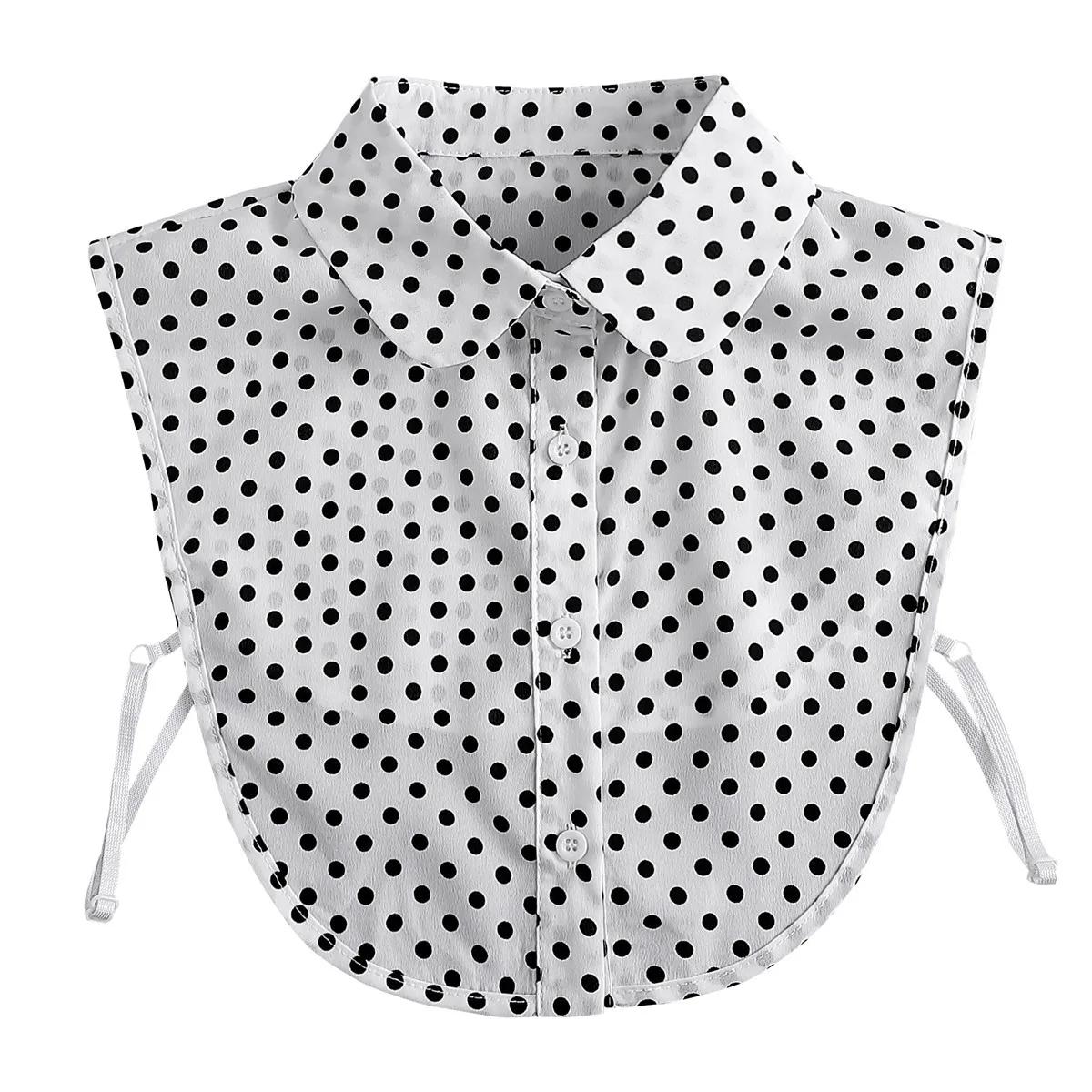 

Brown/Polka Dots Shirt Detachable Collor for Mens and Women Lapel Stand Button Fake Collar Female Casual Sweater False Collar
