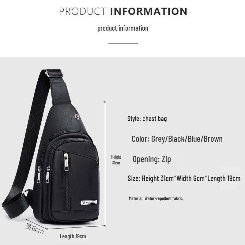 Men's Large Oxford Waterproof Chest Bag - Trendy Single Shoulder Crossbody for Outdoor Sports