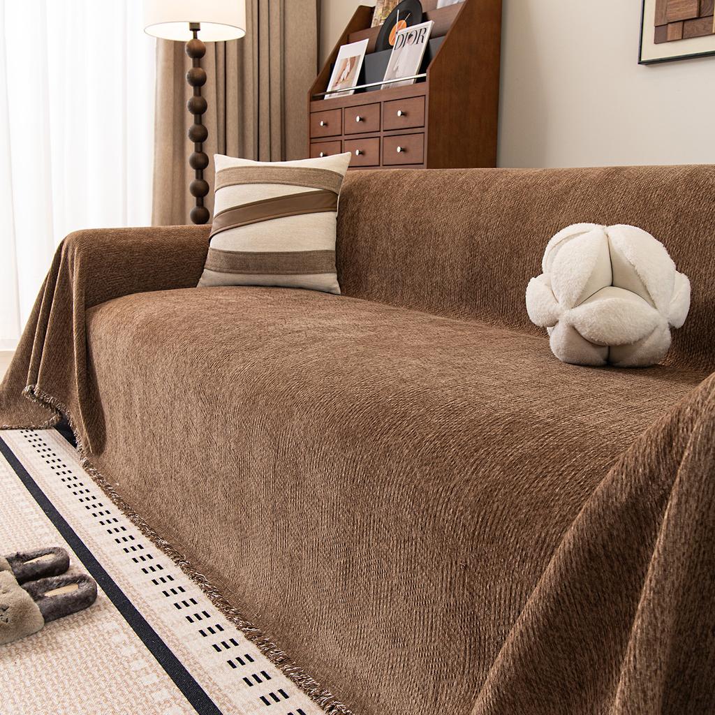 1Pc Solid Color Sofa Cover Fabric Modern Simple Autumn And Winter Thickening Integrated Home Textile Products
