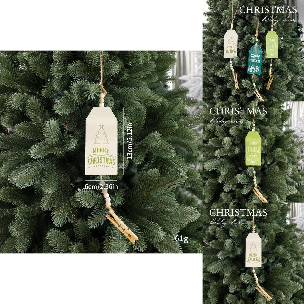Christmas Themed Pattern Wooden Pendant Decoration Props For Holiday Celebration