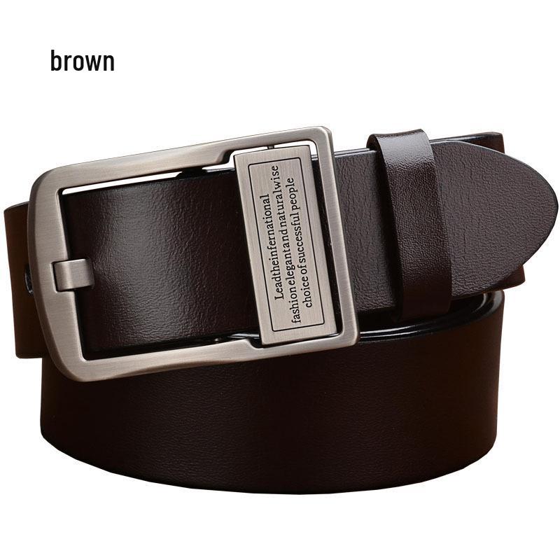 

Мужской широкий ремень из коровьей кожи большого размера с игольной пряжкой и D-образным кольцом 120 cm кофейный