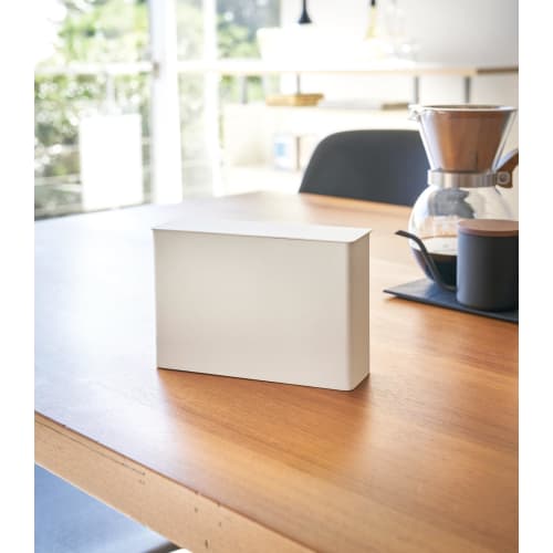 Yamazaki Industries Dust-Guard Coffee Filter Case with Lid, Coffee Paper Filter Case, Tower, White, 3817